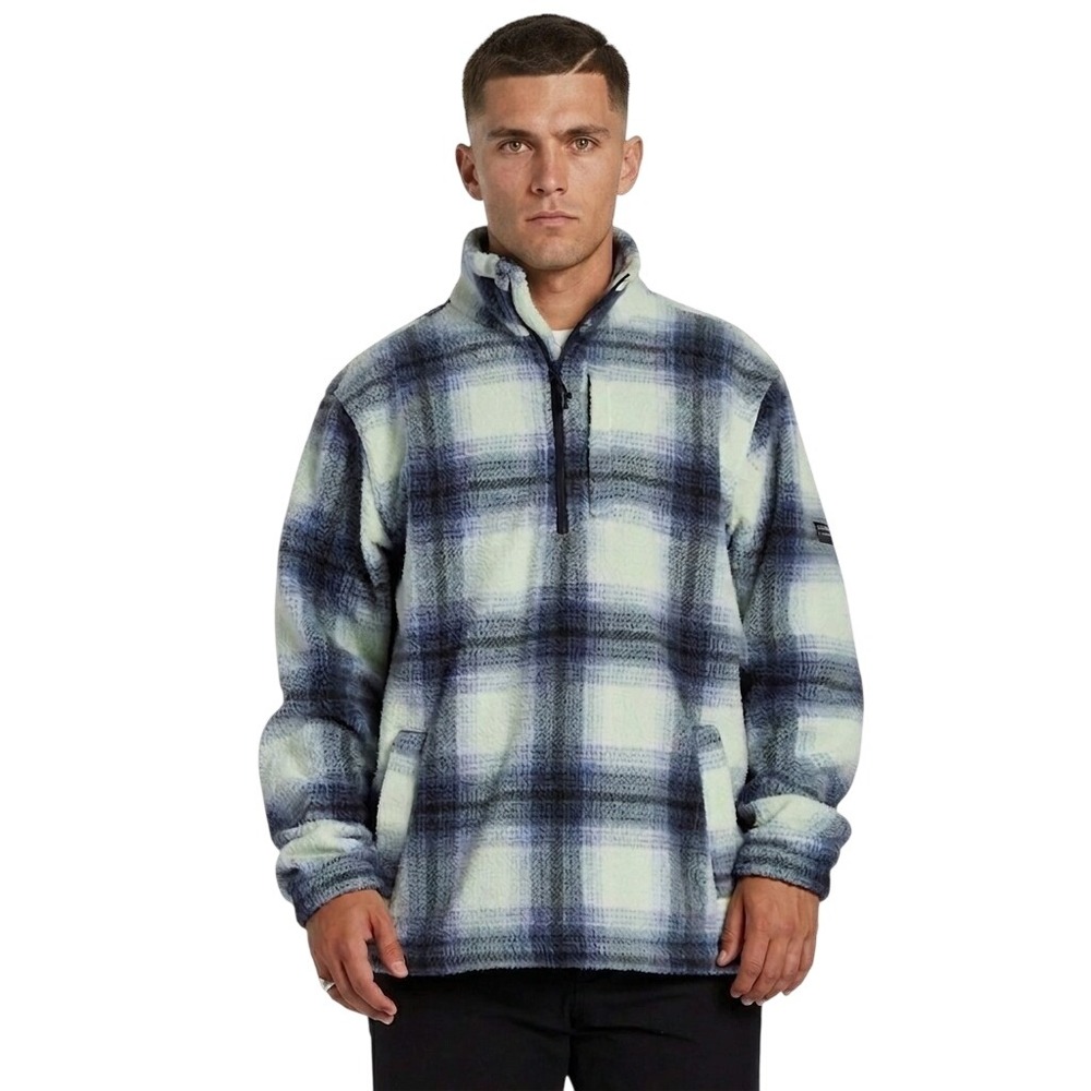 Billabong Boundary Mens XXL Plaid Quarter Zip Fleece Pullover Cozy Warm Outdoor